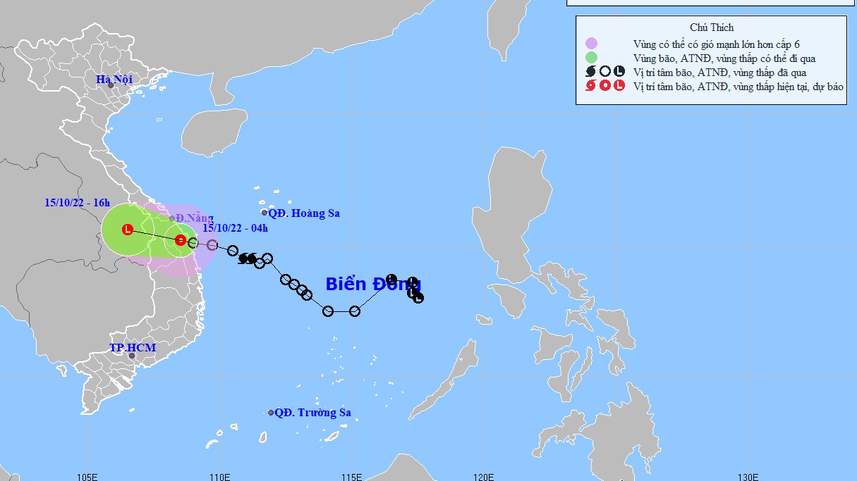 Áp thấp nhiệt đới đi vào đất liền khu vực Quảng Nam-Quảng Ngãi; miền Trung và Bắc Tây Nguyên mưa lớn