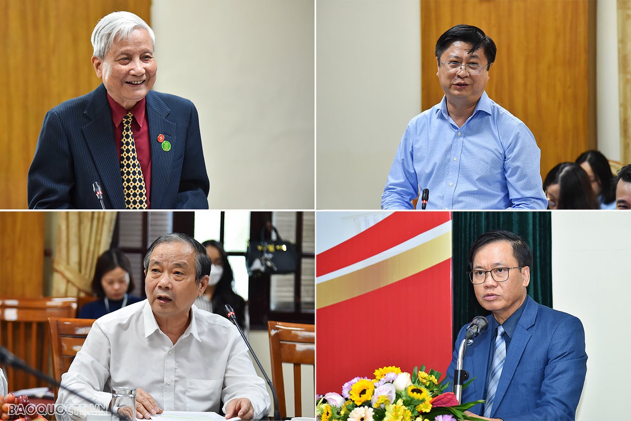 Chiều 18/10, tại Hà Nội, Ủy viên Trung ương Đảng, Bộ trưởng Bộ Ngoại giao Bùi Thanh Sơn chủ trì Tọa đàm “Xuân Thủy - Nhà ngoại giao tài năng, nhà lãnh đạo xuất sắc” nhân kỷ niệm 110 năm Ngày sinh của đồng chí Xuân Thủy. (Ảnh: Tuấn Anh) Chiều 18/10, tại Hà Nội, Ủy viên Trung ương Đảng, Bộ trưởng Bộ Ngoại giao Bùi Thanh Sơn chủ trì Tọa đàm “Xuân Thủy - Nhà ngoại giao tài năng, nhà lãnh đạo xuất sắc” nhân kỷ niệm 110 năm Ngày sinh của đồng chí Xuân Thủy. (Ảnh: Tuấn Anh)