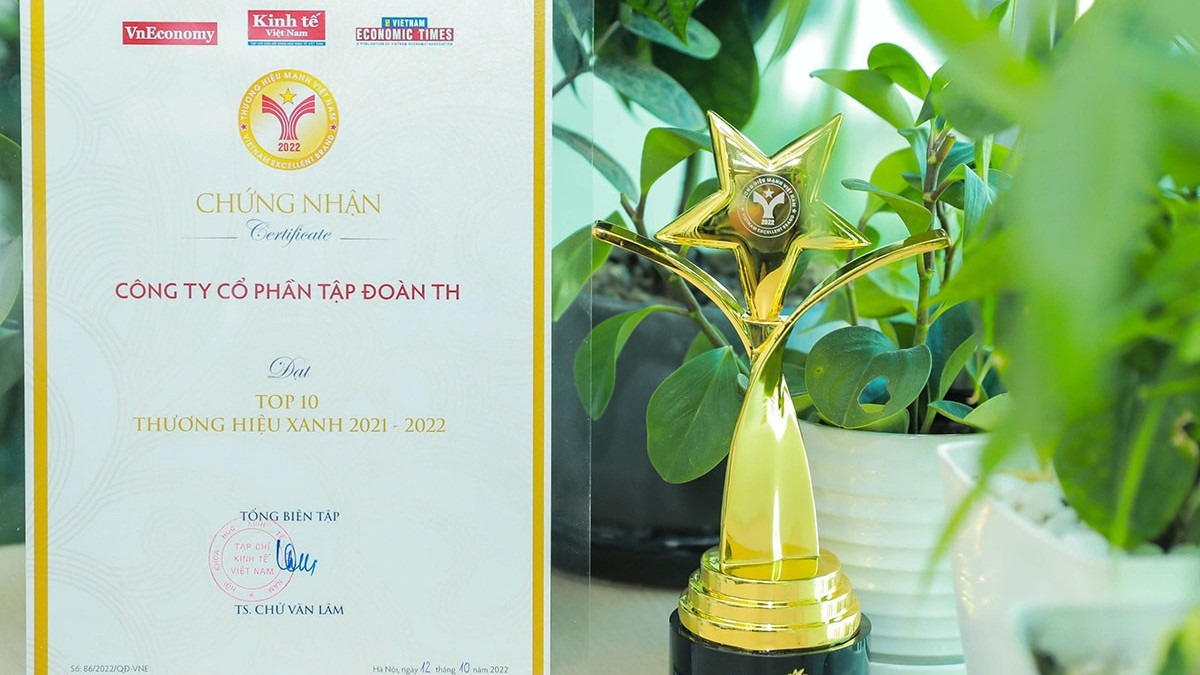 Tập đoàn TH vào Top 10 Thương hiệu Xanh 2022