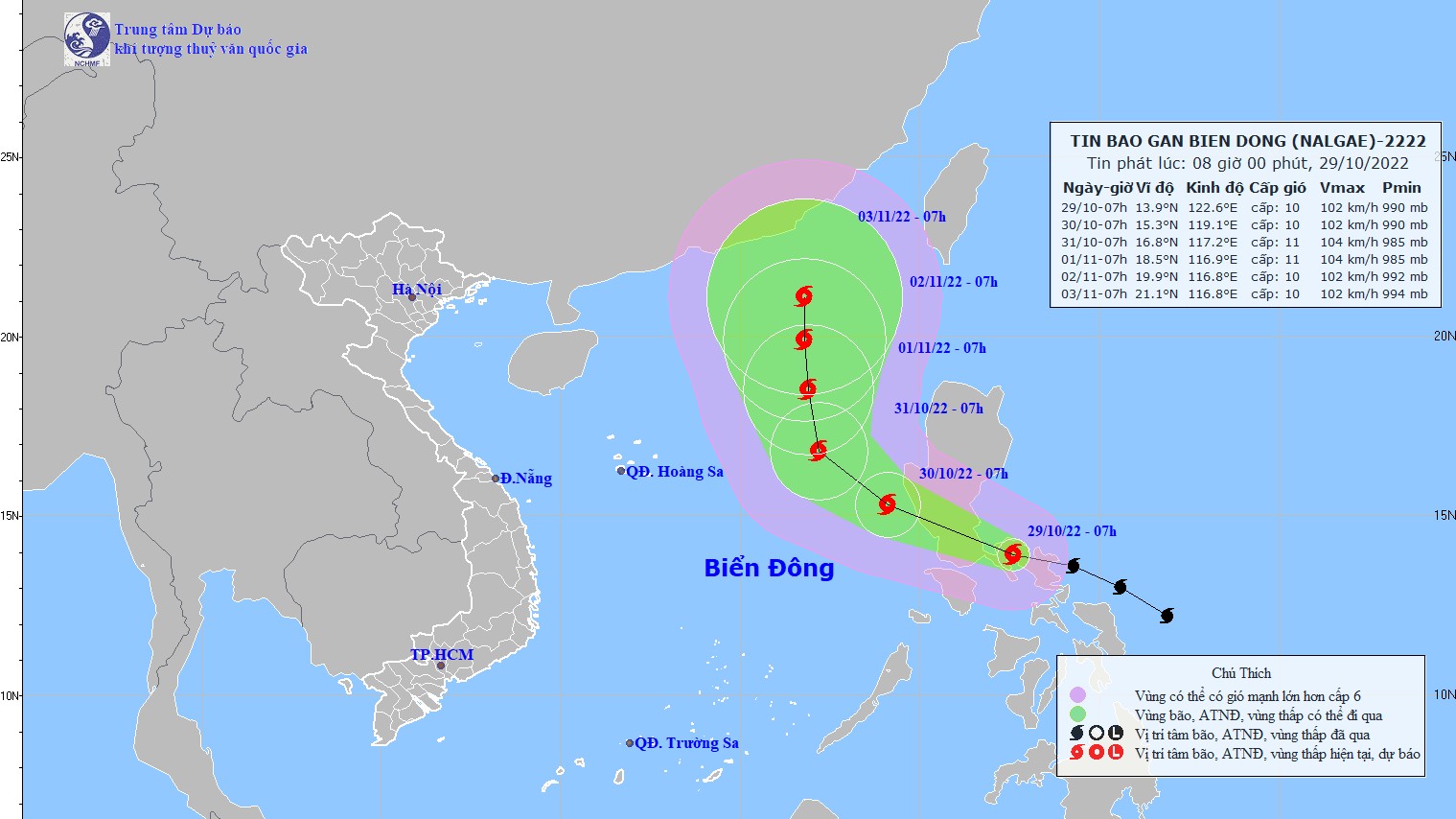 Dự báo thời tiết 10 ngày tới (29/10-7/11): Tin bão Nalgae gần Biển Đông, Bắc Bộ trời rét, Trung và Nam Bộ có mưa rào và dông vài nơi