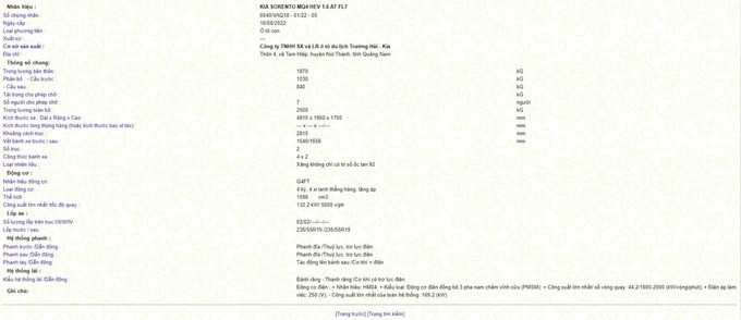 Kia Sorento HEV 2023 đã hoàn tất thủ tục đăng kiểm tại Việt Nam, xe vẫn được lắp ráp trong nước.