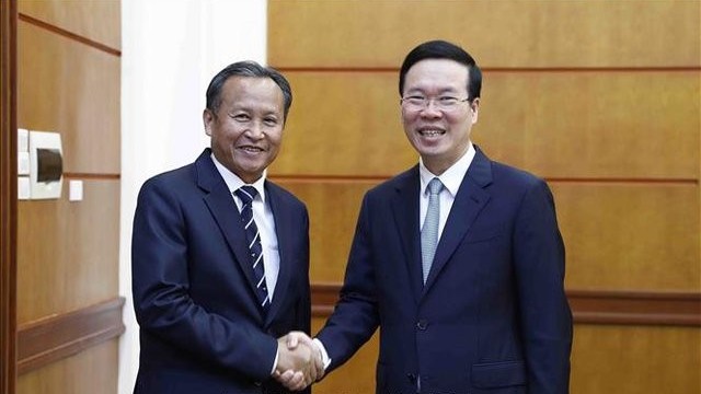 Thường trực Ban Bí thư Võ Văn Thưởng tiếp Đoàn đại biểu Học viện Chính trị và Hành chính quốc gia Lào