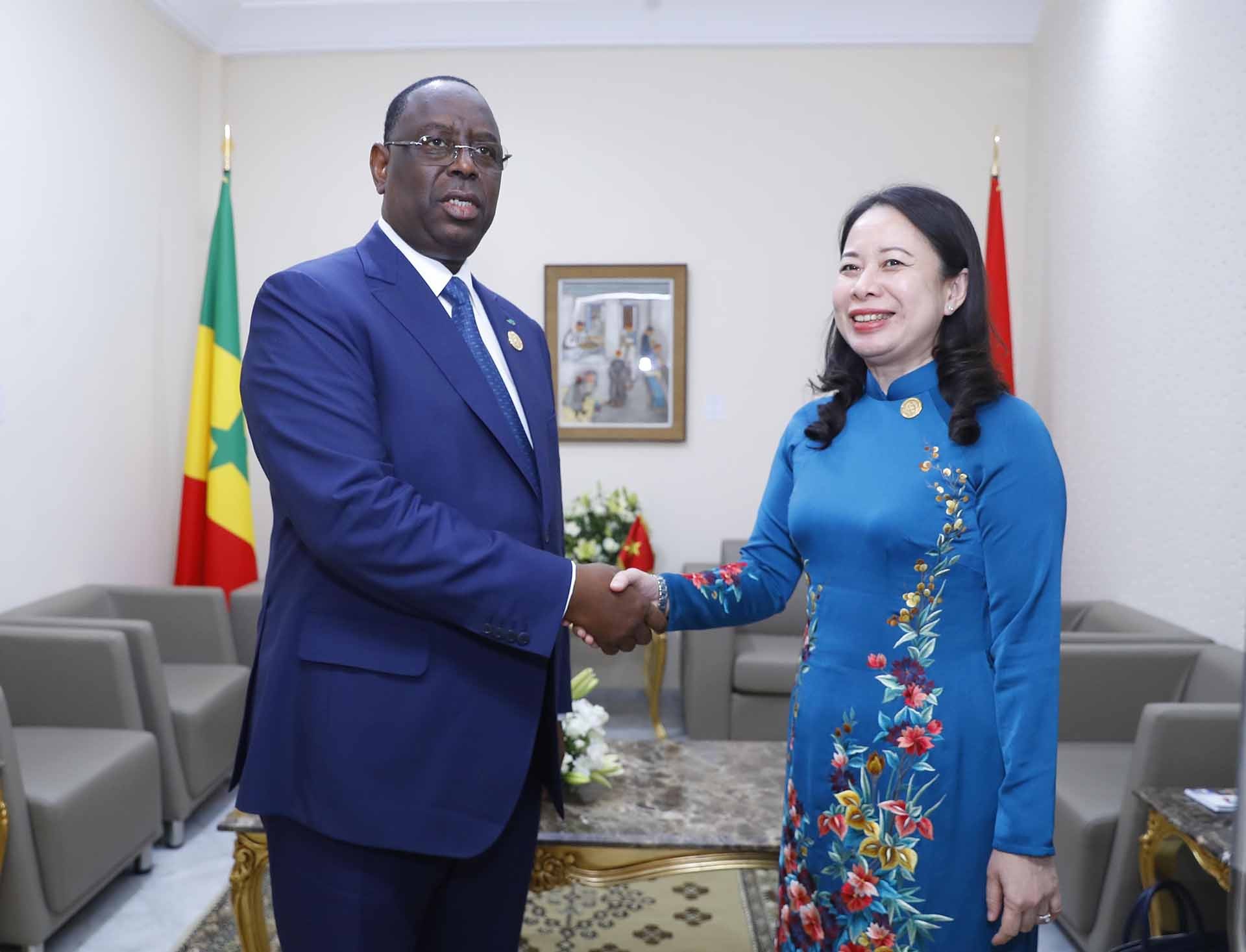 Phó Chủ tịch nước Võ Thị Ánh Xuân gặp Tổng thống Senegal Macky Sall. (Nguồn: TTXVN) Phó Chủ tịch nước Võ Thị Ánh Xuân gặp Tổng thống Senegal Macky Sall. (Nguồn: TTXVN)