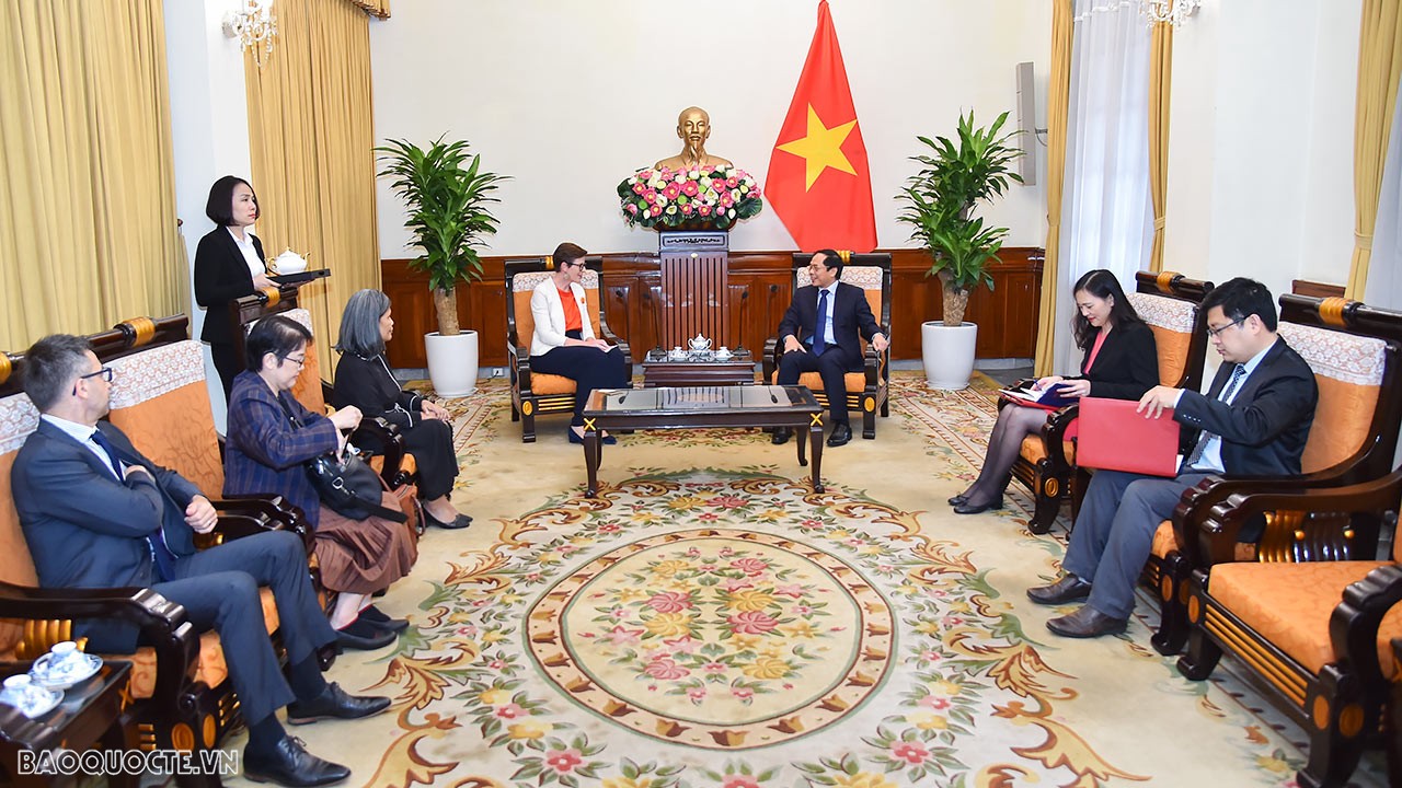 Bộ trưởng Ngoại giao Bùi Thanh Sơn tiếp bà Angela Pratt, Đại diện mới của WHO đến trình Thư Ủy nhiệm