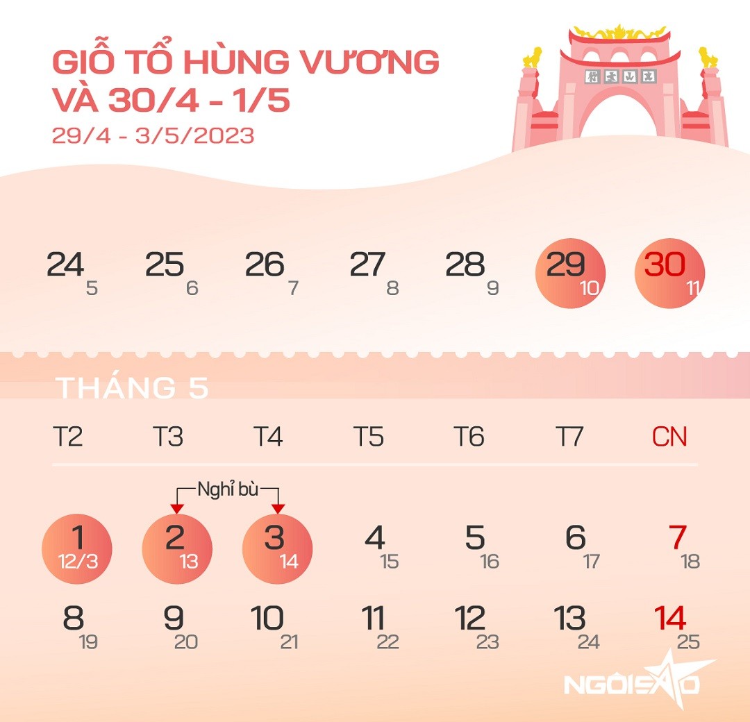 Lịch nghỉ lễ, Tết năm 2023