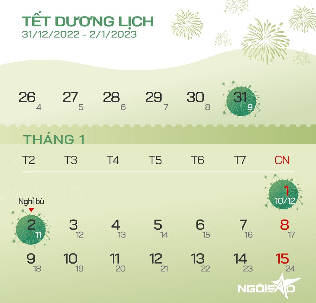 Chi tiết lịch nghỉ lễ, Tết năm 2023