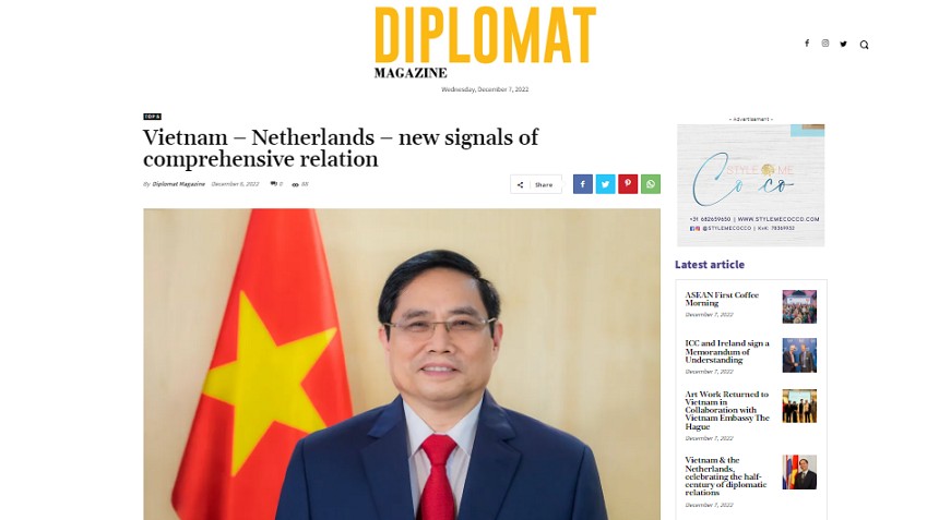 Truyền thông Hà Lan đặt nhiều kỳ vọng vào chuyến thăm của Thủ tướng Phạm Minh Chính