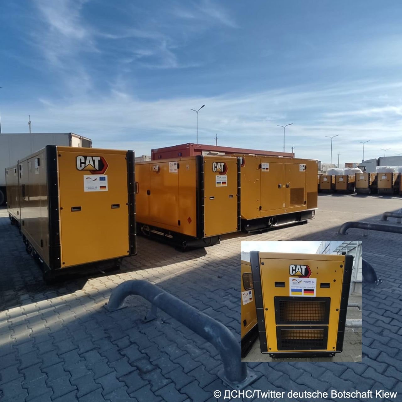 Đức sẽ hỗ trợ gần 500 máy phát điện để Ukraine khôi phục lại hệ thống điện trong mùa Đông giá rét. (Nguồn: Twitter) Đức sẽ hỗ trợ gần 500 máy phát điện để Ukraine khôi phục lại hệ thống điện trong mùa Đông giá rét. (Nguồn: Twitter)