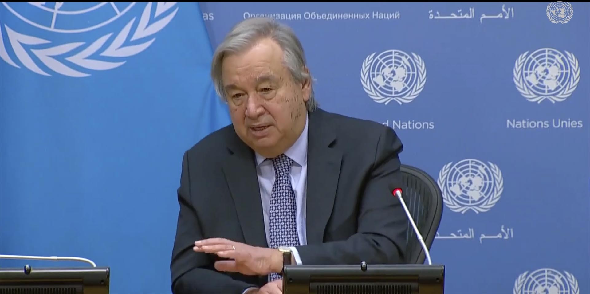 Tổng thư ký Liên hợp quốc António Guterres tổ chức họp báo cuối năm tại trụ sở LHQ, New York. Hoa Kỳ.