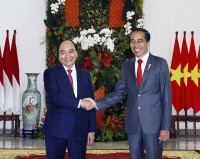 Chủ tịch nước Nguyễn Xuân Phúc hội đàm với Tổng thống Indonesia Joko Widodo