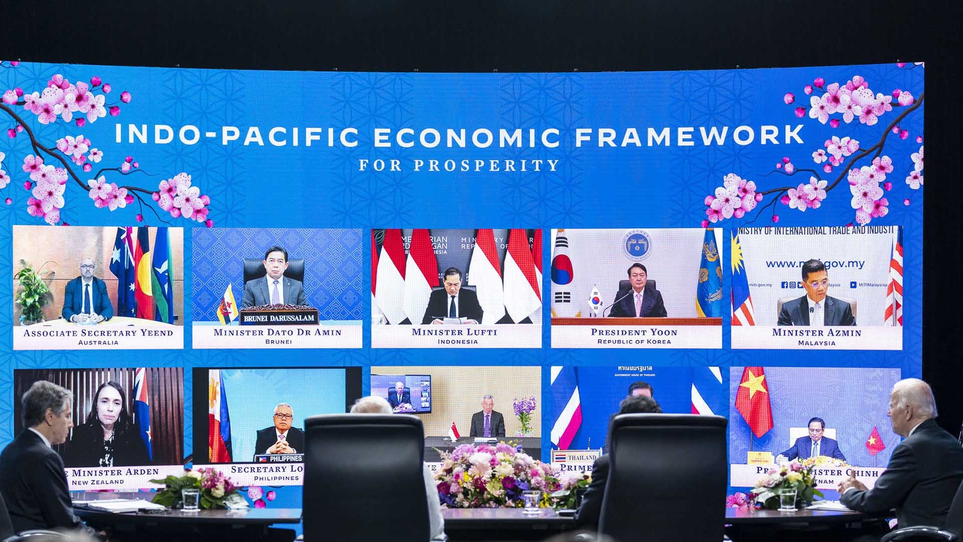 Lễ khởi động quá trình tham gia thảo luận về IPEF tháng 5/2022 tại Tokyo, Nhật Bản. (Nguồn: USTR) Lễ khởi động quá trình tham gia thảo luận về IPEF tháng 5/2022 tại Tokyo, Nhật Bản. (Nguồn: USTR)