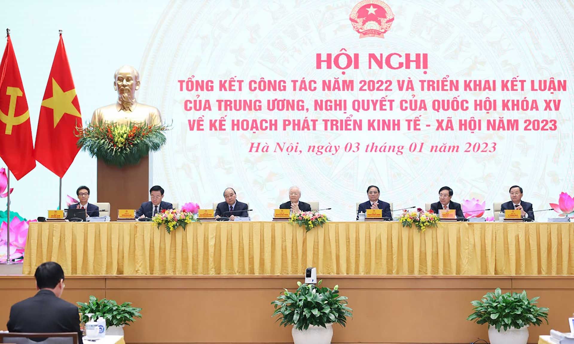 Các đồng chí lãnh đạo Đảng, Nhà nước dự Hội nghị. (Nguồn: VGP) Các đồng chí lãnh đạo Đảng, Nhà nước dự Hội nghị. (Nguồn: VGP)