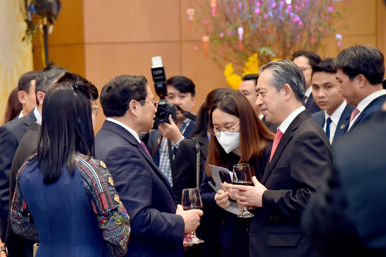 Thủ tướng Phạm Minh Chính và Phu nhân chiêu đãi Đoàn Ngoại giao nhân dịp Tết cổ truyền Quý Mão 2023