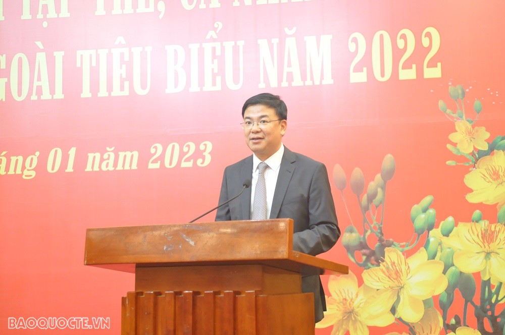 (01.14) Thứ trưởng Ngoại giao Phạm Quang Hiệu phát biểu tại buổi lễ. (Ảnh: Minh Quân)