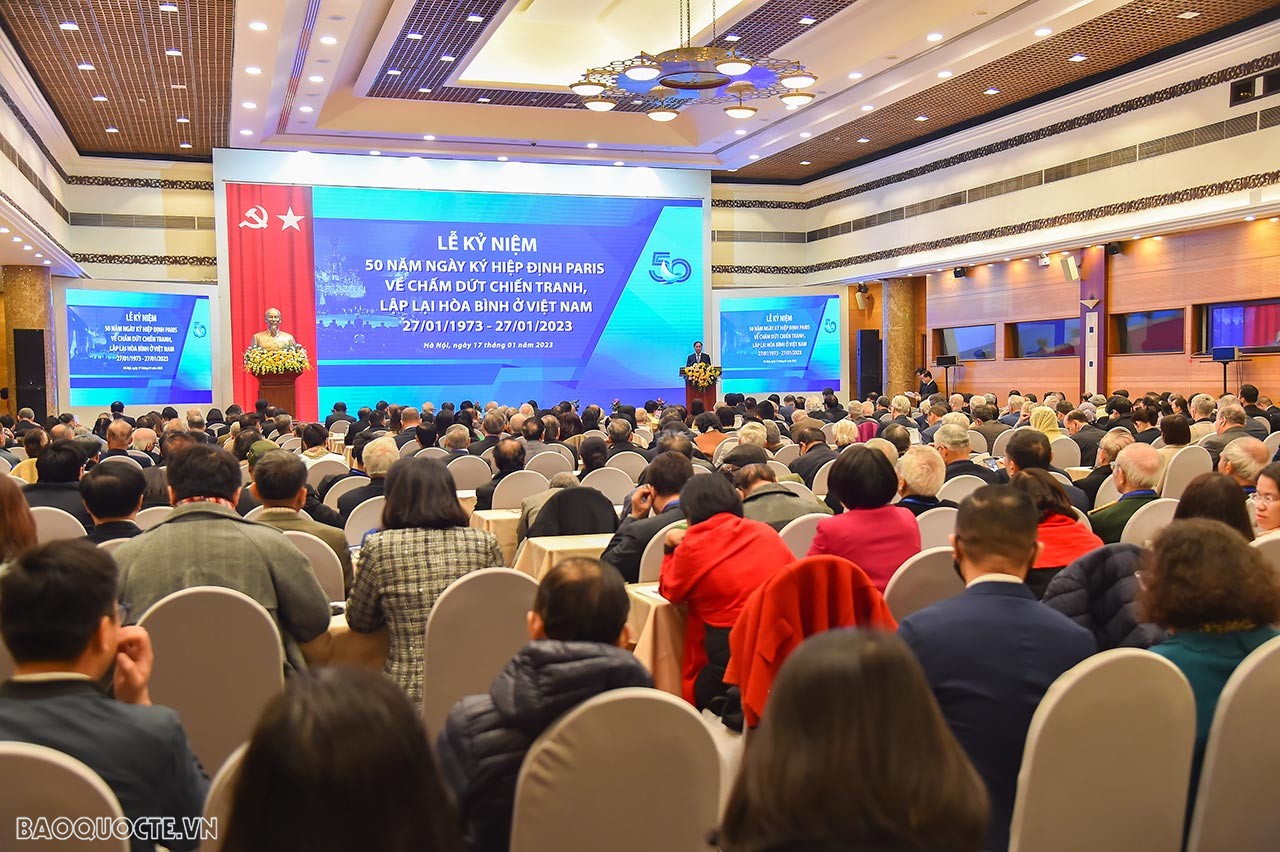 Bộ trưởng Ngoại giao Bùi Thanh Sơn phát biểu tại Lễ kỷ niệm 50 năm Ngày ký Hiệp định Paris về chấm dứt chiến tranh, lập lại hòa bình ở Việt Nam