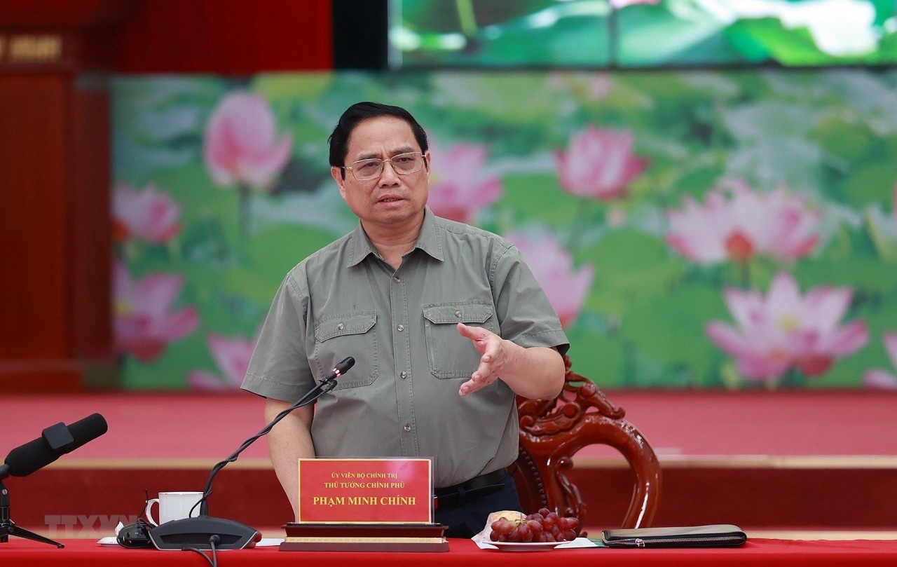 Thủ tướng Phạm Minh Chính chủ trì cuộc họp. (Ảnh: Dương Giang/TTXVN)