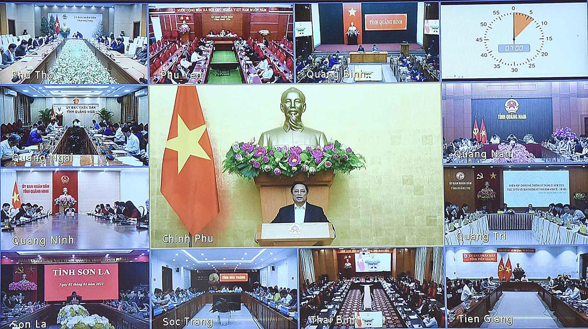 Thủ tướng Phạm Minh Chính chủ trì Phiên họp Chính phủ thường kỳ tháng 1 năm 2023 trực tuyến đến các địa phương. (Nguồn: TTXVN) Thủ tướng Phạm Minh Chính chủ trì Phiên họp Chính phủ thường kỳ tháng 1 năm 2023 trực tuyến đến các địa phương. (Nguồn: TTXVN)