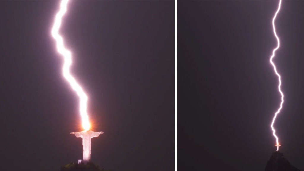 Brazil: Bức ảnh chụp khoảnh khắc sét đánh tượng Chúa Jesus gây sốt