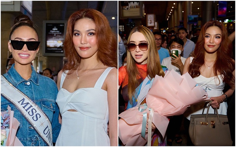 Siêu mẫu Lan Khuê đón Chủ tịch mới của Miss Universe người Thái Lan Anne Jakkaphong Jakrajutatip và đương kim Hoa hậu Hoàn vũ R'Bonney Nola. Siêu mẫu Lan Khuê đón Chủ tịch mới của Miss Universe người Thái Lan Anne Jakkaphong Jakrajutatip và đương kim Hoa hậu Hoàn vũ R'Bonney Nola.