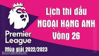 Lịch thi đấu Ngoại hạng Anh mùa giải 2022/23: Lịch thi đấu Ngoại hạng Anh vòng 26 - Liverpool vs MU