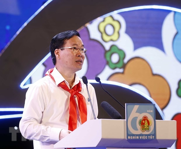 Chủ tịch nước Võ Văn Thưởng phát biểu tại Lễ kỷ niệm. (Ảnh: Thống Nhất/TTXVN)