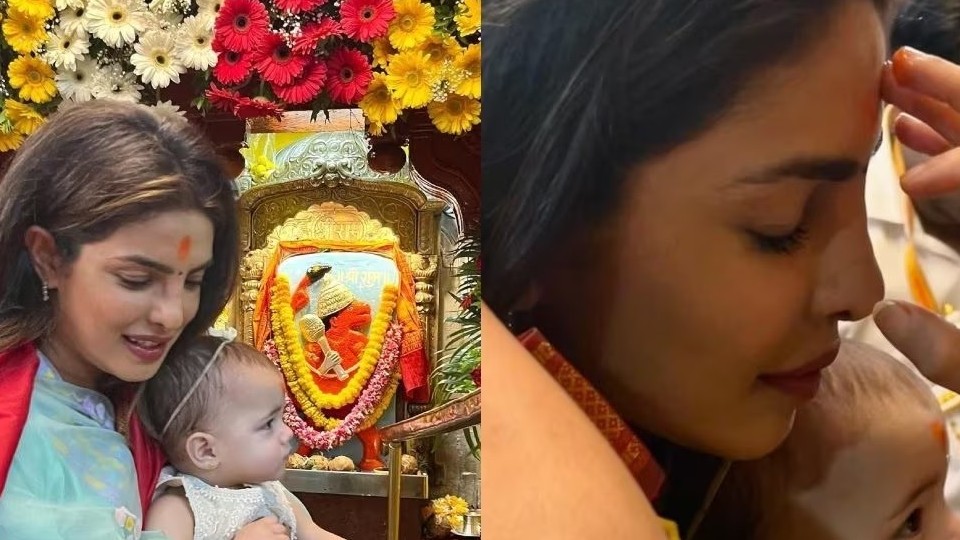 Ấn Độ: Hoa hậu Priyanka Chopra đến thăm đền Siddhivinayak cùng con gái nhỏ