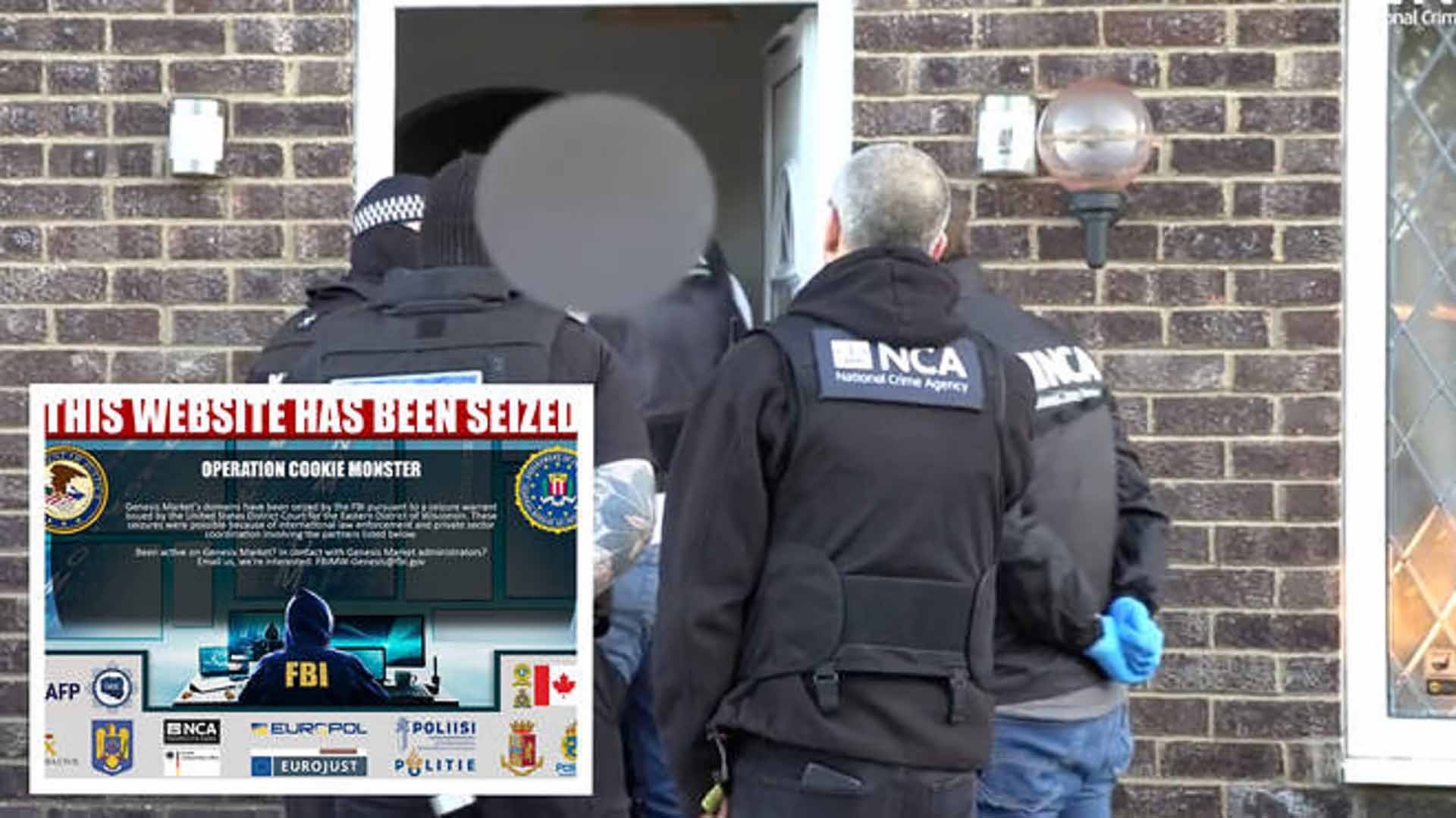 Các nhân viên điều tra bắt giữ những người sử dụng trang web đen Genesis Market. (Nguồn: NCA) Các nhân viên điều tra bắt giữ những người sử dụng trang web đen Genesis Market. (Nguồn: NCA)