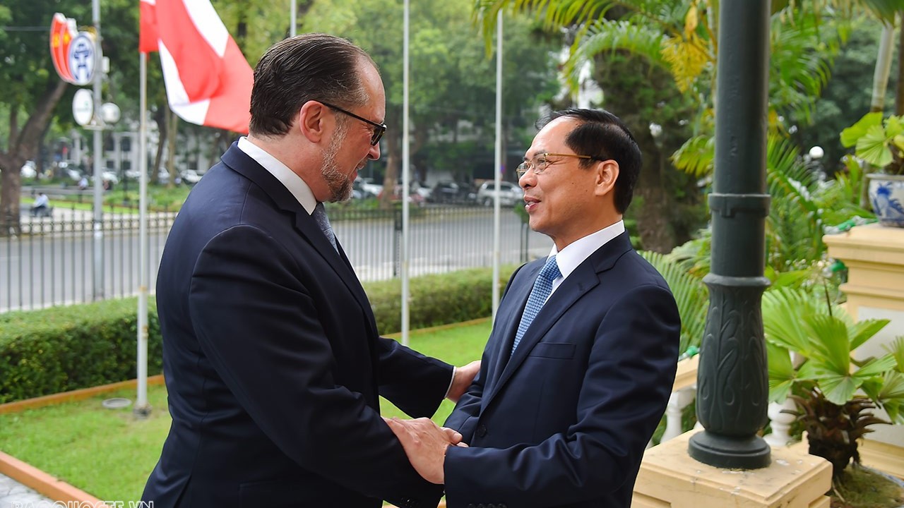 Bộ trưởng Ngoại giao Bùi Thanh Sơn đón, hội đàm với Bộ trưởng Ngoại giao Áo Alexander Schallenberg