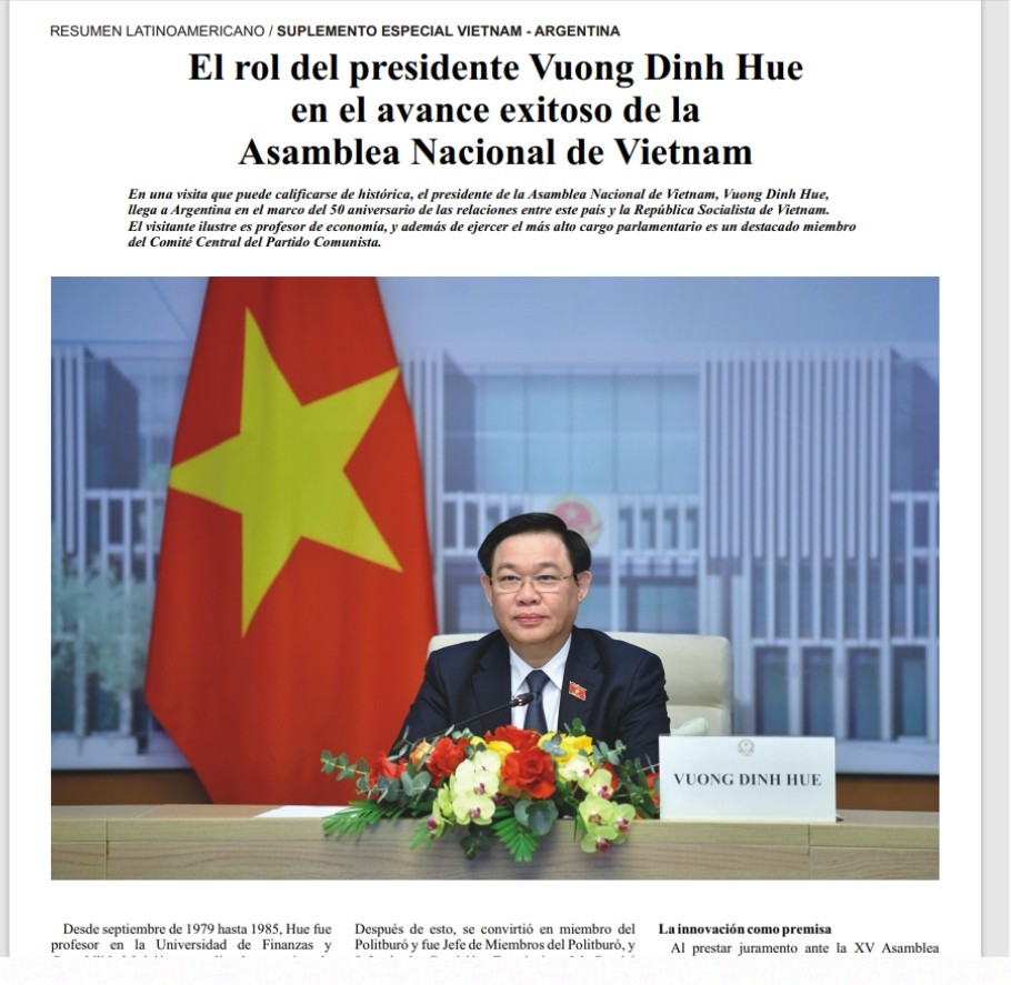 Truyền thông Argentina dành tình cảm đặc biệt cho chuyến thăm của Chủ tịch Quốc hội Vương Đình Huệ