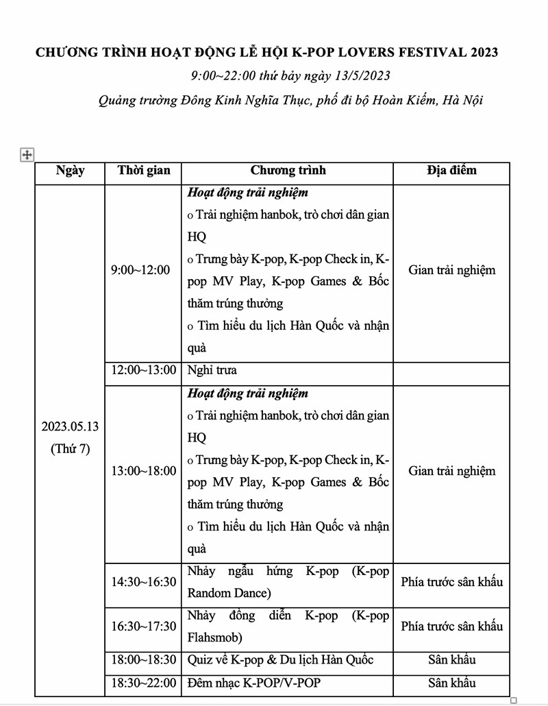 Chương trình đặc sắc K-POP Lovers Festival 2023 sắp diễn ra tại Hà Nội Chương trình đặc sắc K-POP Lovers Festival 2023 sắp diễn ra tại Hà Nội