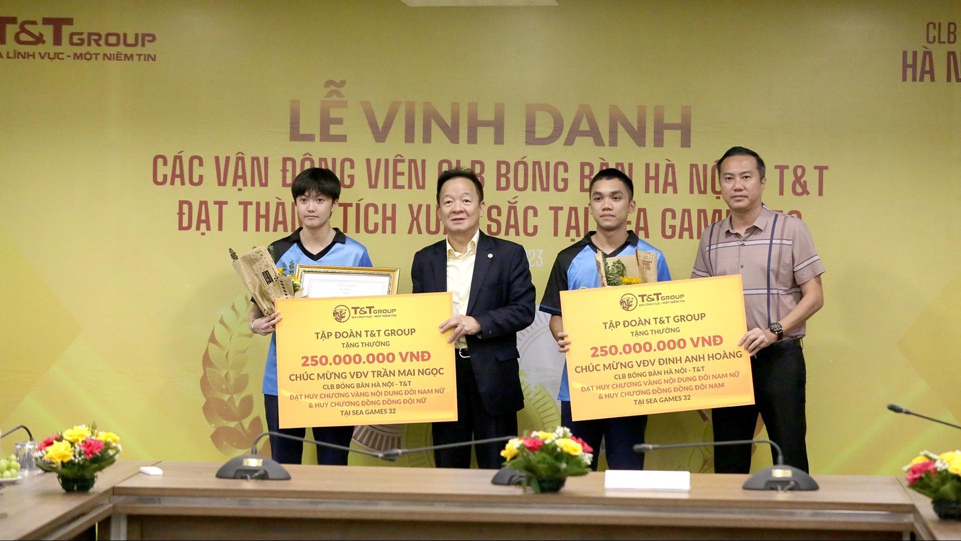 Tập đoàn T&T Group thưởng hơn 1 tỷ đồng cho kỳ tích bóng bàn Việt Nam tại SEA Games 32