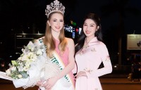 Á hậu Nguyễn Phương Nhi ngọt ngào cùng áo dài sắc hồng đón Miss International 2022