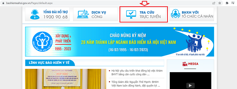 Chọn mục Tra cứu trực tuyến. Chọn mục Tra cứu trực tuyến.