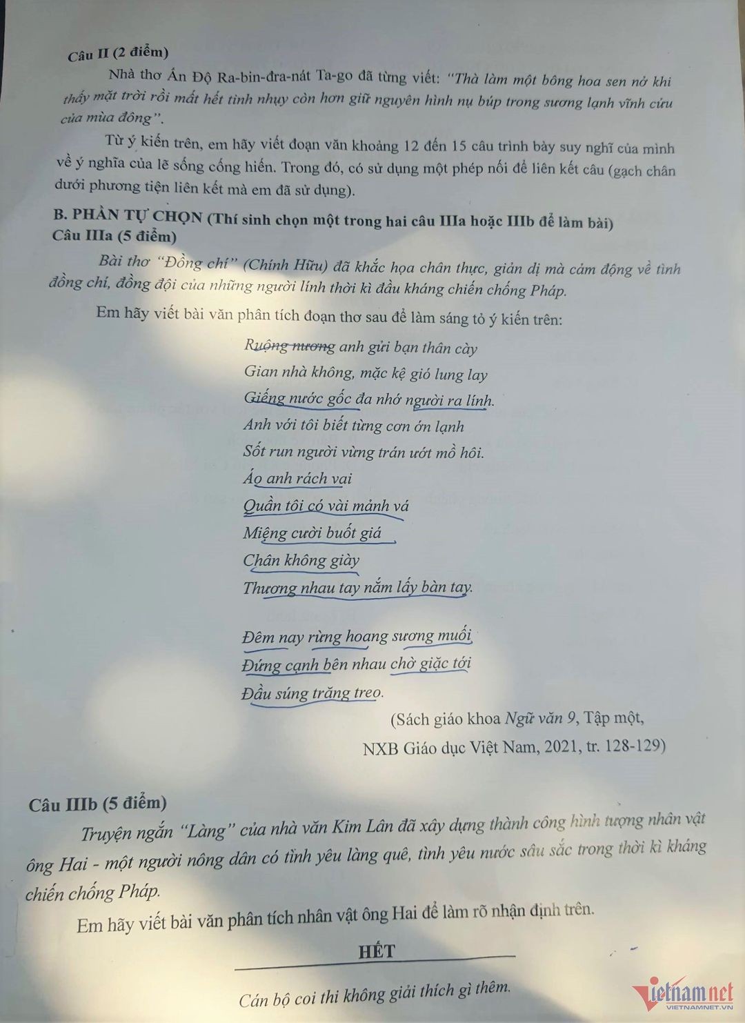 Đề Văn thi lớp 10 Trường THPT Chuyên Khoa học Tự nhiên Hà Nội Đề Văn thi lớp 10 Trường THPT Chuyên Khoa học Tự nhiên Hà Nội