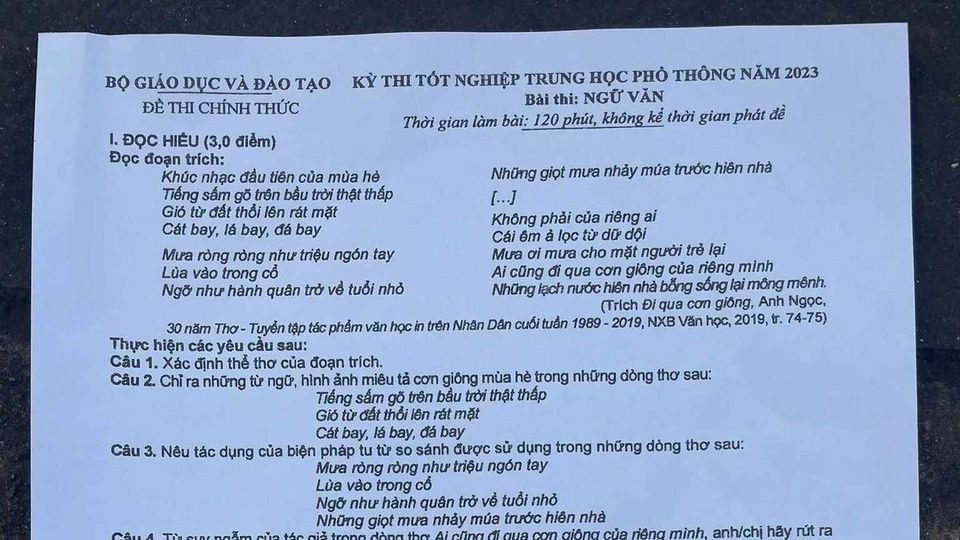 Đề Ngữ văn thi tốt nghiệp THPT 2023: Vợ nhặt của Kim Lân