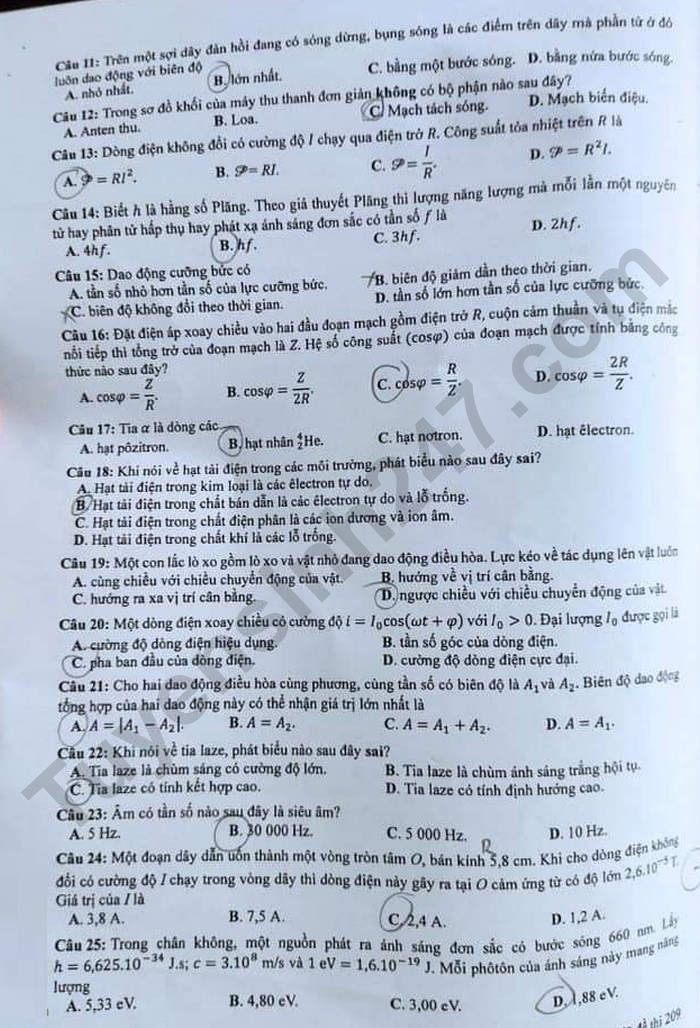 Đề và đáp án môn Vật lý thi tốt nghiệp THPT 2023 Đề và đáp án môn Vật lý thi tốt nghiệp THPT 2023