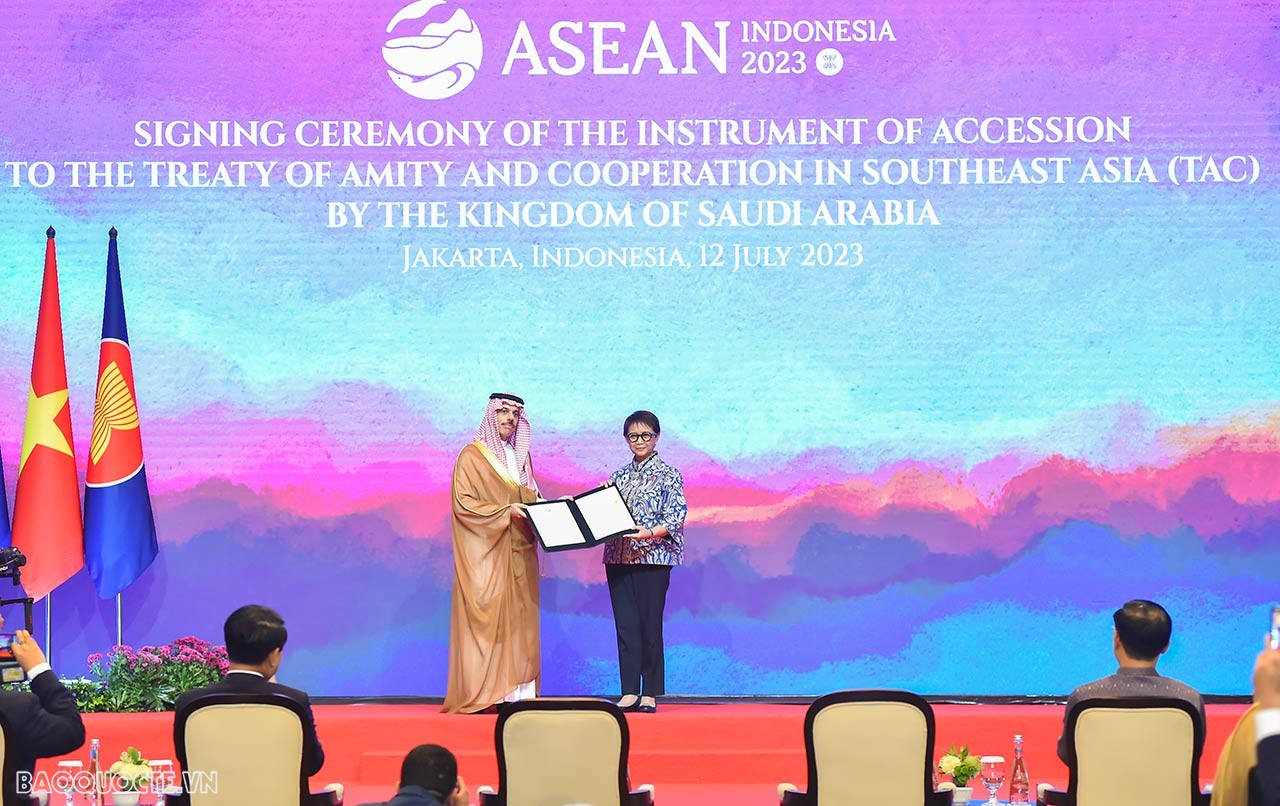 Bộ trưởng Ngoại giao Bùi Thanh Sơn dự phiên họp hẹp, tiếp xúc song phương trong ngày làm việc thứ hai AMM-56