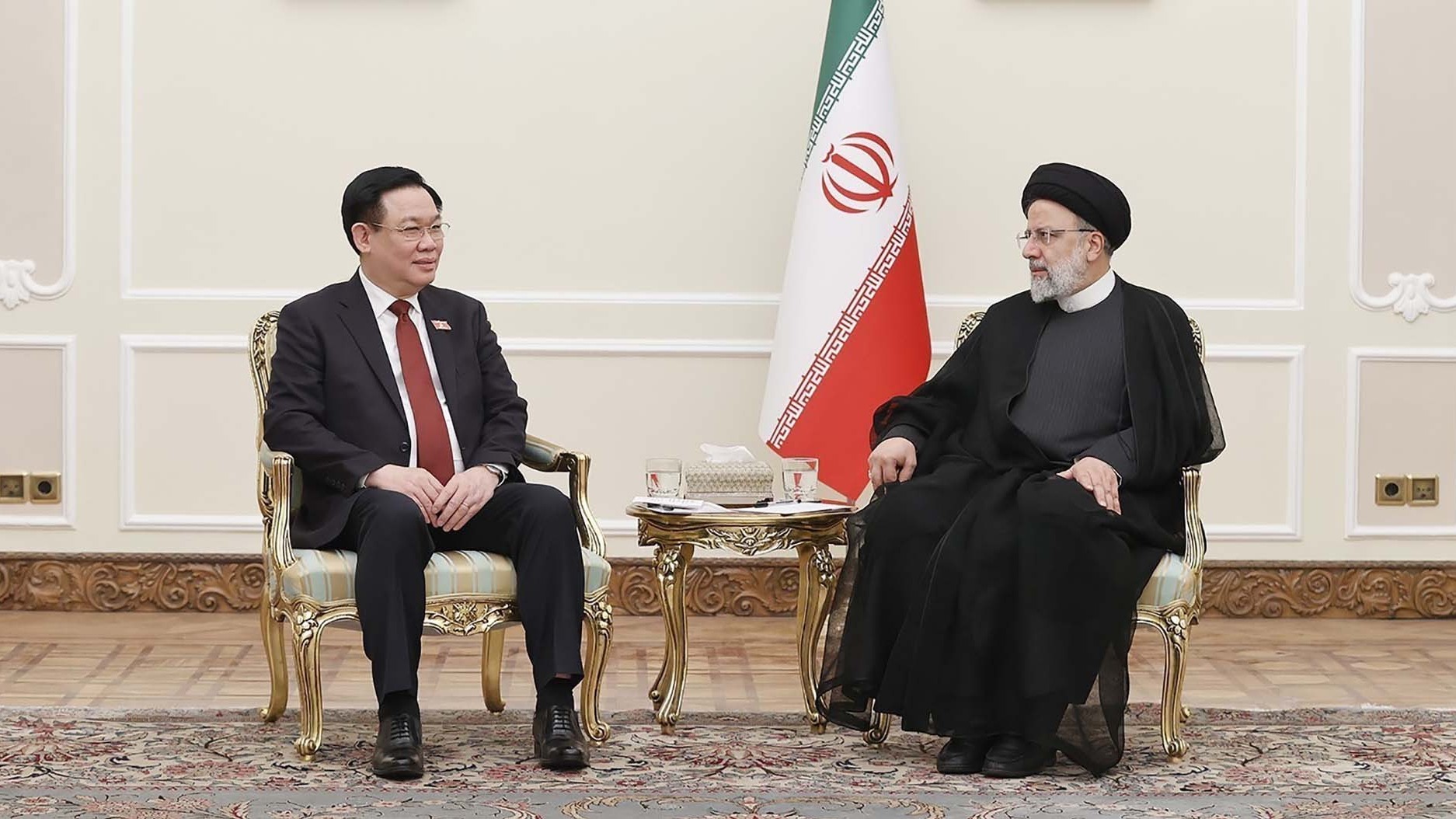 Chủ tịch Quốc hội Vương Đình Huệ hội kiến Tổng thống Iran