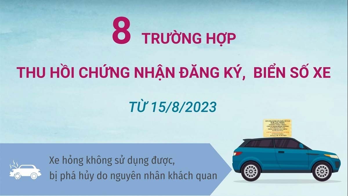 8 trường hợp thu hồi chứng nhận đăng ký, biển số xe từ 15/8/2023