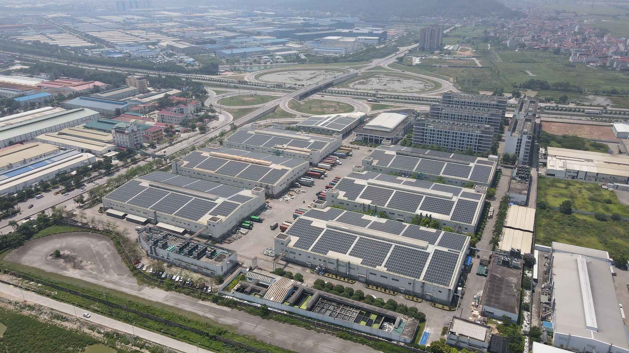 Một dự án điện mặt trời do Công ty CME Solar triển khai lắp đặt tại Công ty Hồng Hải Foxconn- Bắc Giang. (Nguồn: 