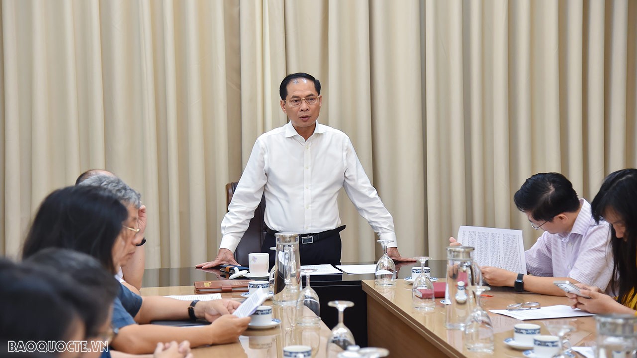 Chiều ngày 29/8/2023, Bộ trưởng Ngoại giao Bùi Thanh Sơn chủ trì họp Ban Chỉ đạo phòng, chống tham nhũng Bộ Ngoại giao. (Ảnh: Tuấn Anh)