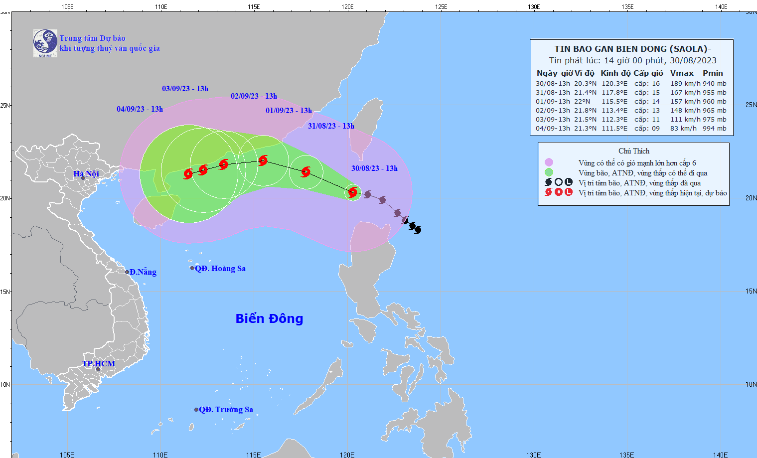 Dự báo thời tiết: Diễn biến bão Saola trên Biển Đông không gây ảnh hưởng xấu đến thời tiết dịp nghỉ lễ 2/9