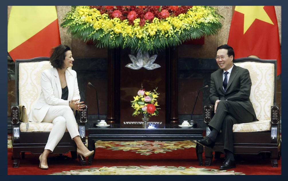 Chủ tịch nước Võ Văn Thưởng tiếp Chủ tịch Thượng viện Bỉ Stephanie D’Hose.