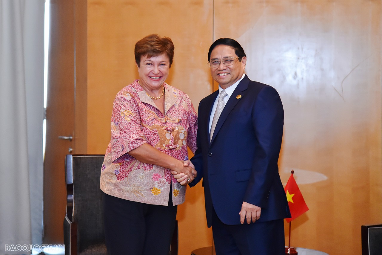 ASEAN-43: Thủ tướng Phạm Minh Chính tiếp Tổng Giám đốc IMF Kristalina Georgieva. (Ảnh: Anh Sơn) ASEAN-43: Thủ tướng Phạm Minh Chính tiếp Giám đốc điều hành IMF