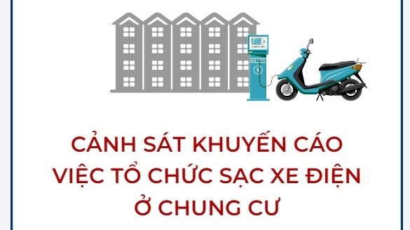 Cảnh sát khuyến cáo việc tổ chức sạc xe điện ở chung cư