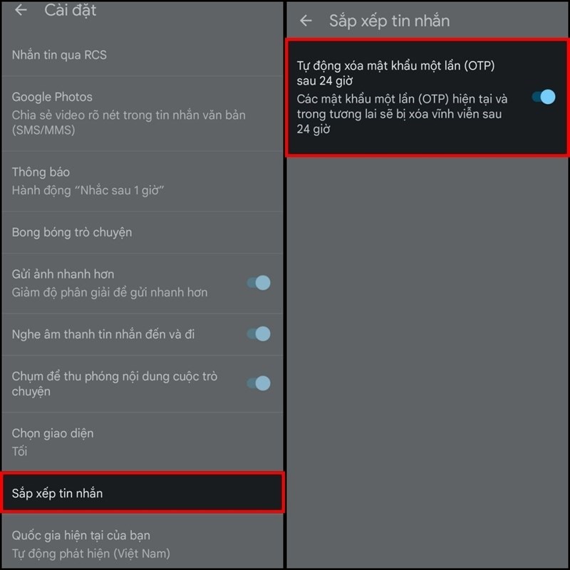 Hướng dẫn tự động xóa tin nhắn mã OTP trên Android vô cùng tiện lợi