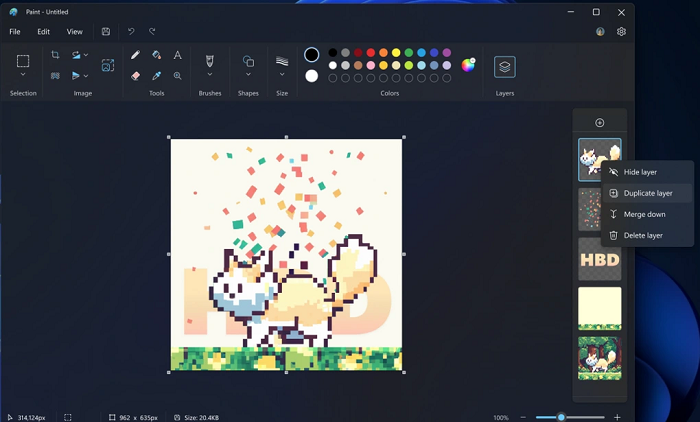 Microsoft cũng bổ sung tính năng thêm lớp ảnh (layer) trên Paint.