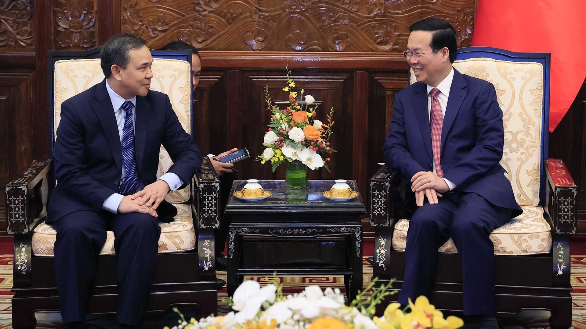 Chủ tịch nước Võ Văn Thưởng tiếp Đại sứ Lào chào từ biệt kết thúc nhiệm kỳ công tác tại Việt Nam