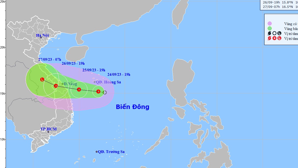 Dự báo áp thấp nhiệt đới: Vùng biển Quảng Trị đến Quảng Ngãi sẽ có gió giật cấp 9; Trung Bộ, Tây Nguyên, Nam Bộ mưa vừa, mưa to