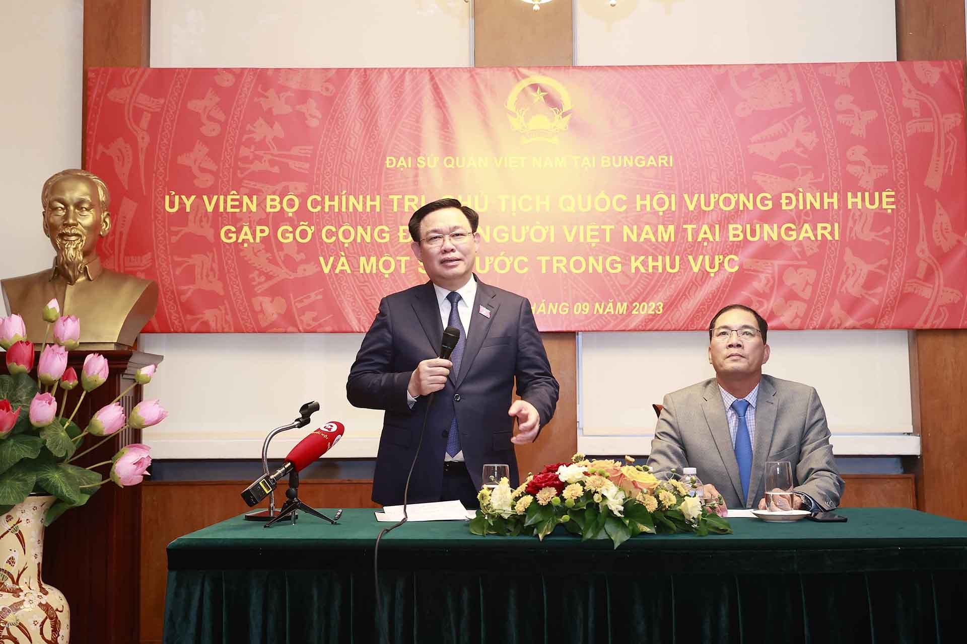 Chủ tịch Quốc hội Vương Đình Huệ phát biểu. (Nguồn: TTXVN)